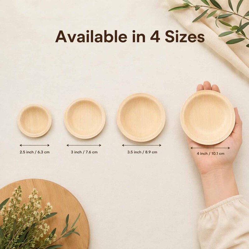 Disposable biodegradable plates made of natural palm leaves, pressed without glue, plate set Disposable biodegradable plates made of natural palm leaves, pressed without glue, plate set