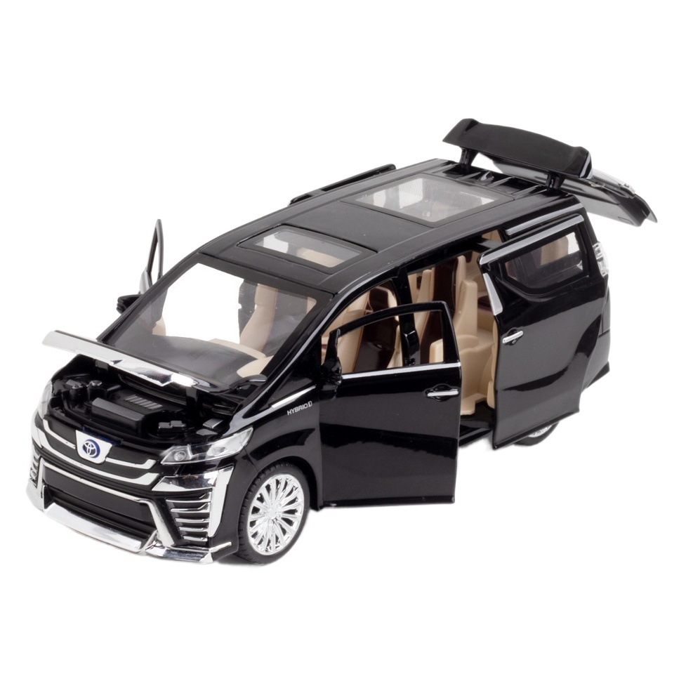 Aleación de coche 1:24 Toyota Wilfa modelo de coche Tire hacia atrás con sonido y Luz Juguetes Coche de negocios música modelo adornos