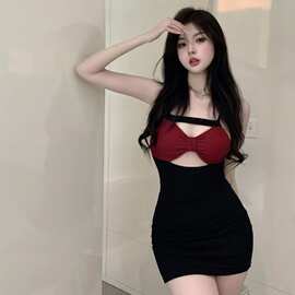 韩版甜辣妹吊带连衣裙女夏季小心机超辣妹性感修显瘦包臀短裙子女