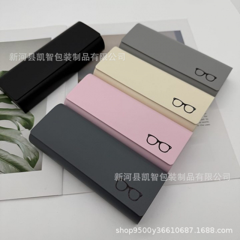 PU皮革100纹手工眼镜盒厂家定制抗压轻奢太阳镜盒学生眼镜收纳盒