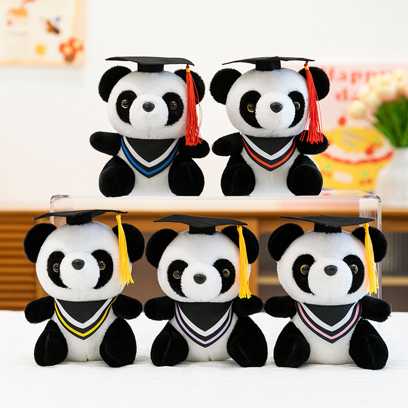 Doctor panda temporada de graduación muñeca de peluche muñeca panda colgante llavero logotipo impreso regalo