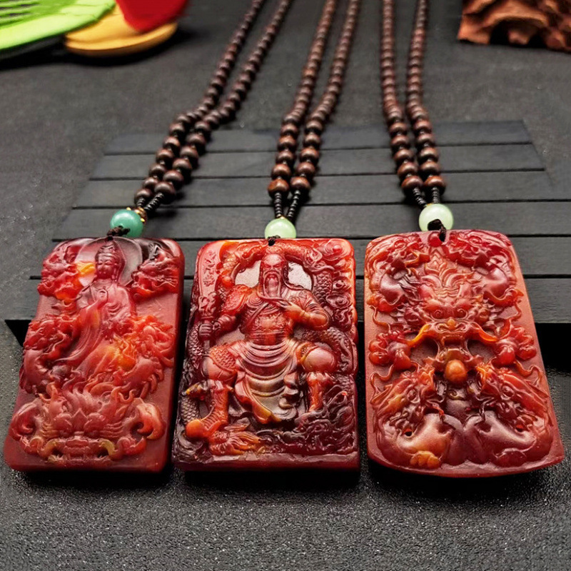 Red Ambergris Necklace Sweater Chain Nine Dragons Guanyin Dragon Brand Guan Gong Sweater Chain for Men and Women with Built-In Fragrance Brand