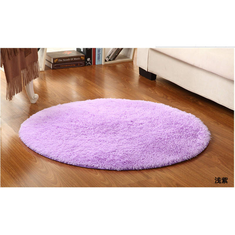 Alfombra de seda redonda de color sólido dormitorio de chicas cestas colgantes almohadilla giratoria piso de sala de estar simple sofá mesa de té almohadilla