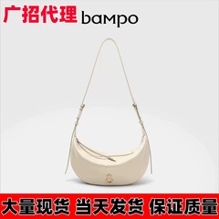 BAMPO ハーフスロープムーンバッグ 2025 新三日月バッグ大容量牧歌的なスタイル脇の下シングルショルダークロスボディバッグ旅行