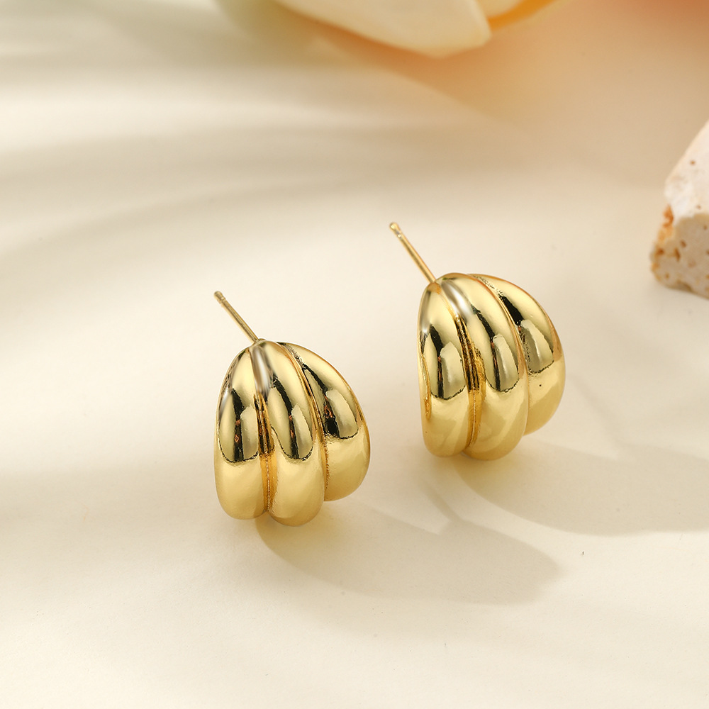 Copper Material 1 Pair Simple Style Geometric Copper 18K Gold Plated Ear Studs