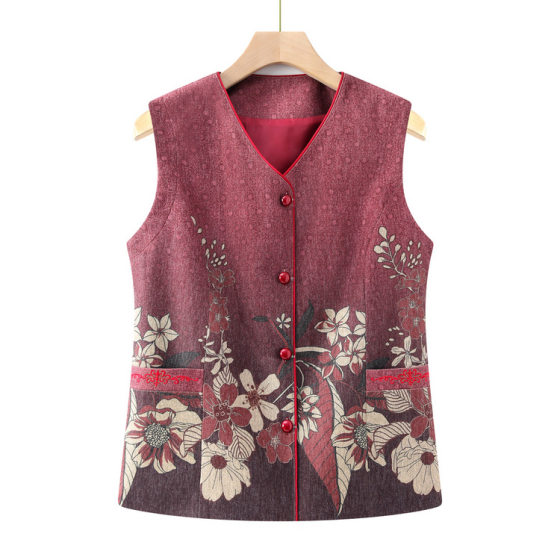 Grandma's Spring Vest for Middle-aged and Elderly Spring and Autumn Vest Vest for Women's Mothers Clothes for Old People and Old Women
