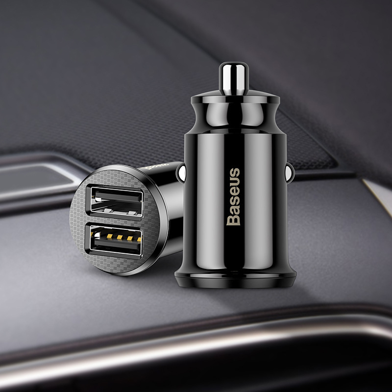 BAseUs XiAomi GrAin DUAl U3.1A SmArt CAr ChArger Intelligent FAst ChArging Highlight TextUre Mini CompAct
