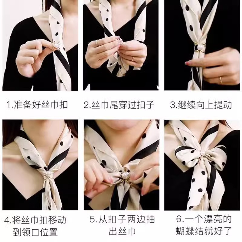 Otoño e invierno lana abrigo bufandas de seda botón camisa de alto nivel flotante bufandas fijas botón simple mujer multifunción botón de nudo