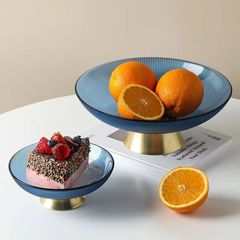 High-end crystal glass multi-color popular fruit plate for modern living room coffee table, home use desktop luxury snack candy plate