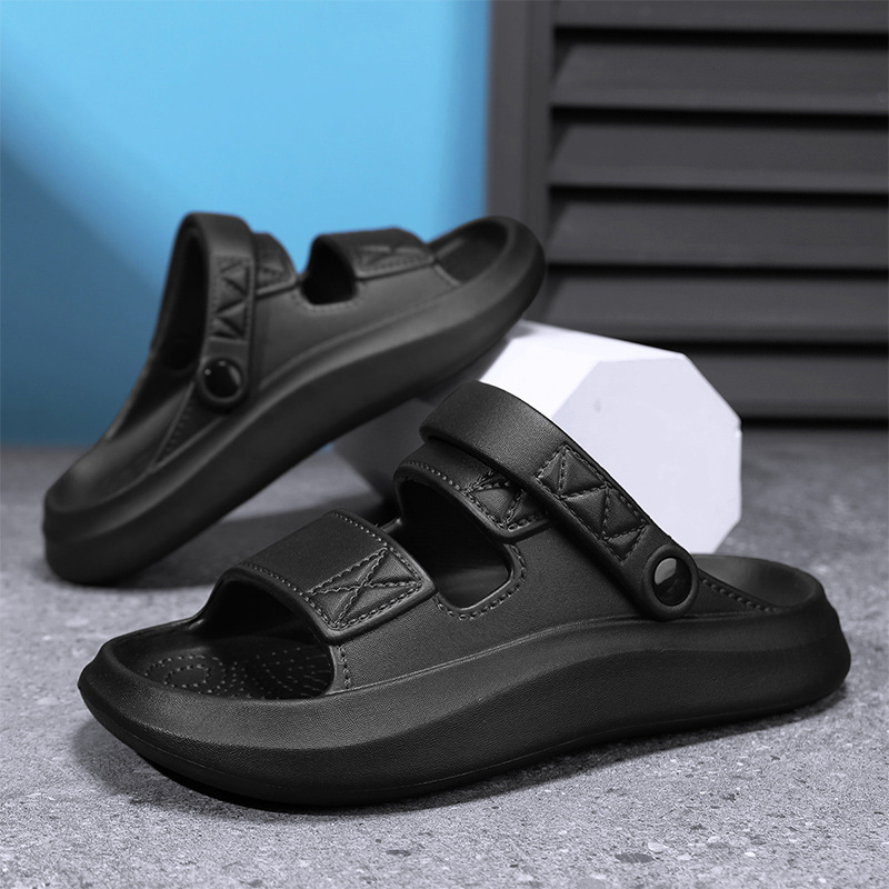 Sandalias de hombre real 2025 verano nuevo estilo antideslizante suela suave zapatos de playa resistentes al desgaste suela gruesa sandalias y zapatillas casuales