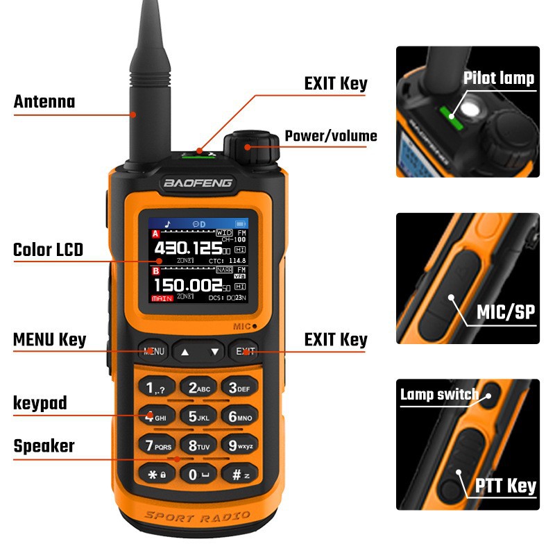 Radio Walkie-Talkie Portátil UV-20L Impermeable, Alta Potencia para Exteriores