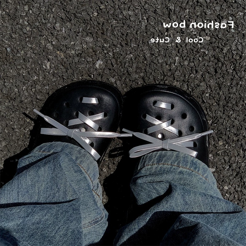 Подходит для сабо, аксессуары для обуви, цветок, пряжка для обуви, аксессуары, серебряный бант, веревка, украшение для обуви, ювелирные изделия для обуви