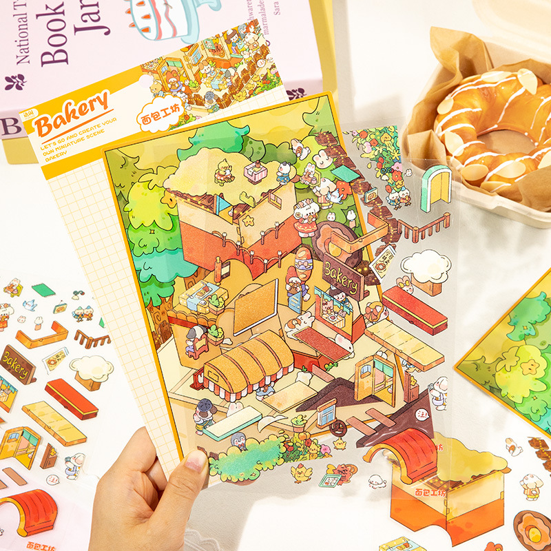 Pegatinas de paisajismo de Yu Xian pet3D Happy Town Diversión de dibujos animados Pegatinas para niños Pegatinas de descompresión decorativas