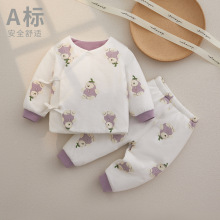 婴儿衣服套装冬装加厚夹棉0-3个月男女宝宝棉服棉袄开裆裤秋冬季