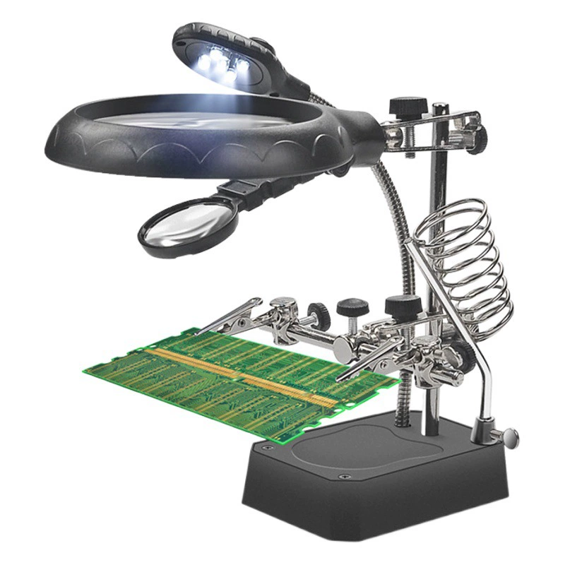 Светодиодная лампа увеличительное стекло электронный осмотр ремонт Вспомогательный зажим Регулируемый складной аппаратный инструмент увеличительное стекло для мобильного телефона