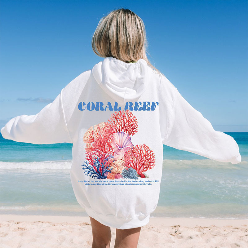 Sudadera con capucha de vacaciones junto al mar con cordón roscado suelto transfronterizo europeo y americano