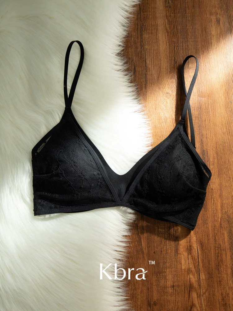 Lace Wireless Bra Women, Thin Lightweight, Light Push-Up Support, Beautiful Back Design