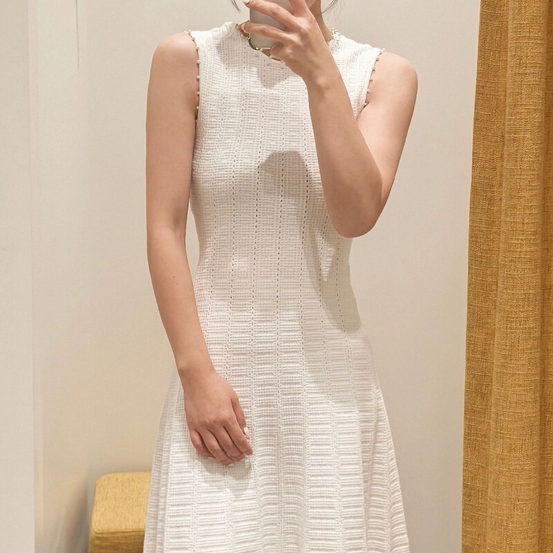 M family 2025 early spring new women's crew neck sleeveless solid color vest slim slim long knitted dress women