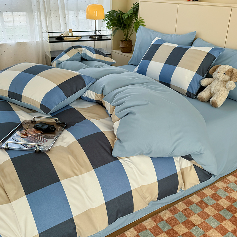 Minimalist Washed Cotton Bedding Set For Autumn And Winter_voghion.com