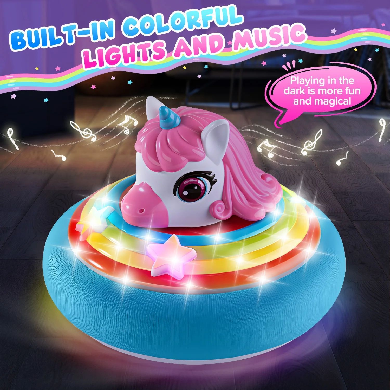 Amazonas luz infantil música de fútbol flotante juguetes unicornio mano a mano cerebro descompresión interactivo juguetes de rompecabezas