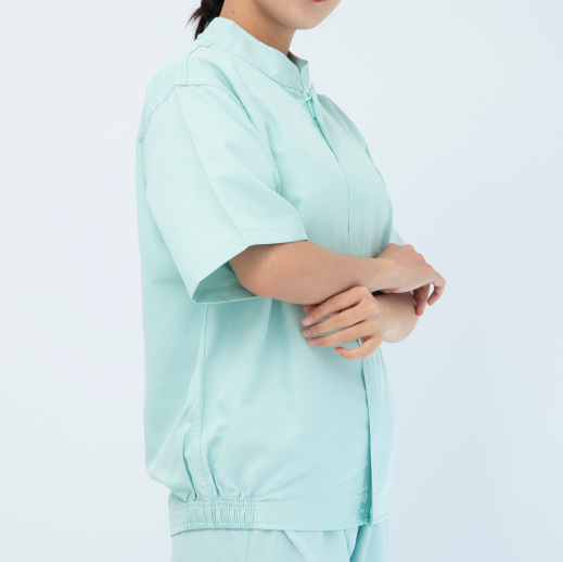 无尘防静电分体工作服上衣 短袖食品外包药品车间净化服上衣