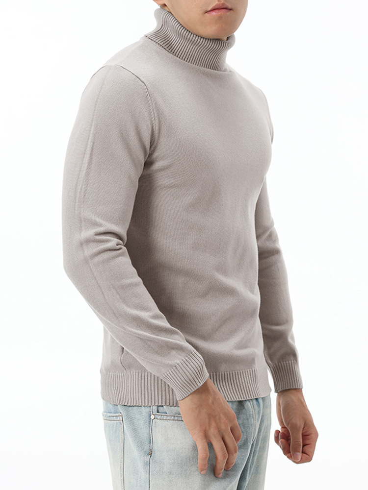 Otoño y invierno de alta calidad suéter de cuello alto con hombres versátil perezoso delgado chaqueta caliente camiseta de punto para hombres