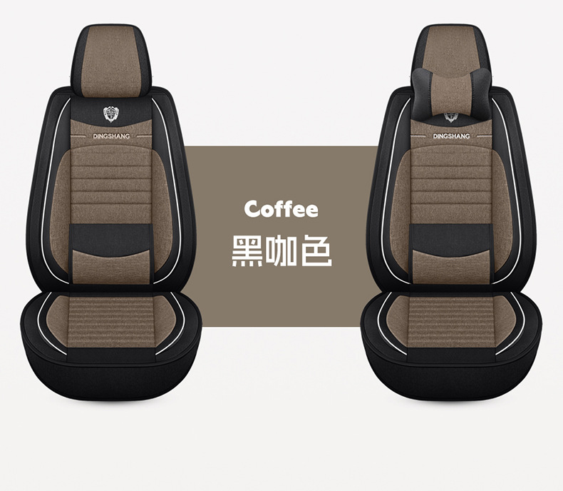 Cross-Border 2026 New Model Coarse Linen Full-Cover Seat Cushion, Breathable, Wear-Resistant, Suitable for All Seasons, Five-Seater Car Seat Cover