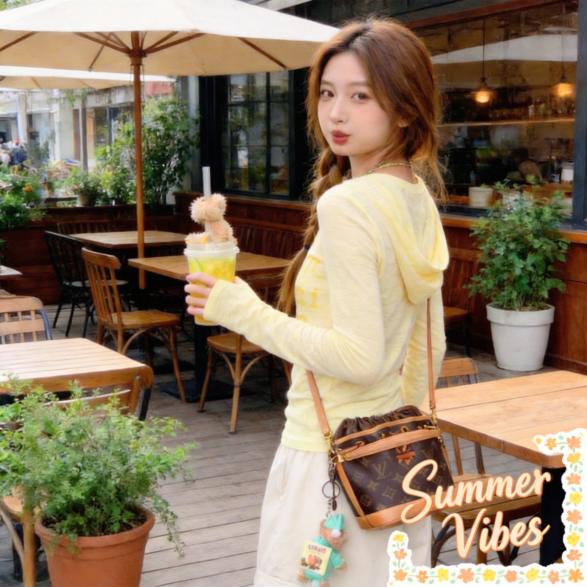 Yellow letter print sun protection T-shirt for women, summer thin, slightly sheer, lightweight, slim fit, sexy long-sleeved top.