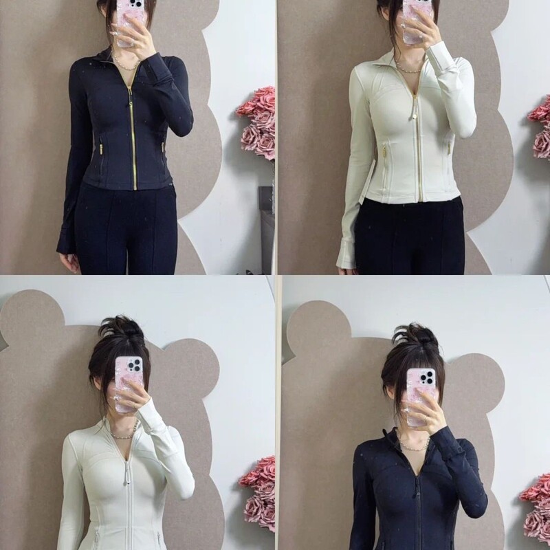 New Gold Label Stand Collar Short Jacket DF Sports Yoga Clothes Slim-fit Slim-fit Sports Jacket for Women Luluswif