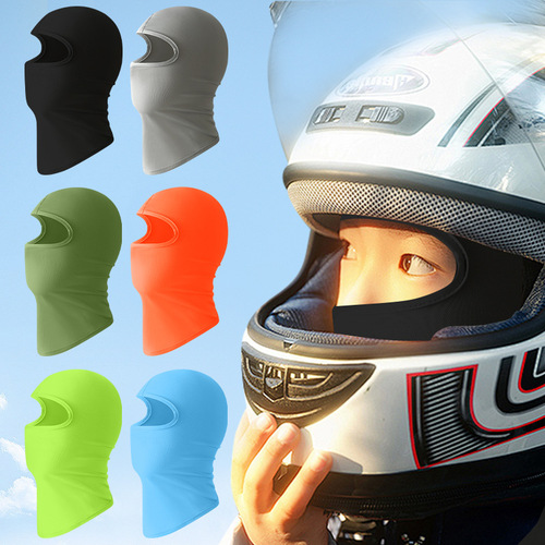 Summer breathable ice silk cycling face mask, high elasticity multi-functional motorcycle helmet cover, outdoor children sun protection head cover
