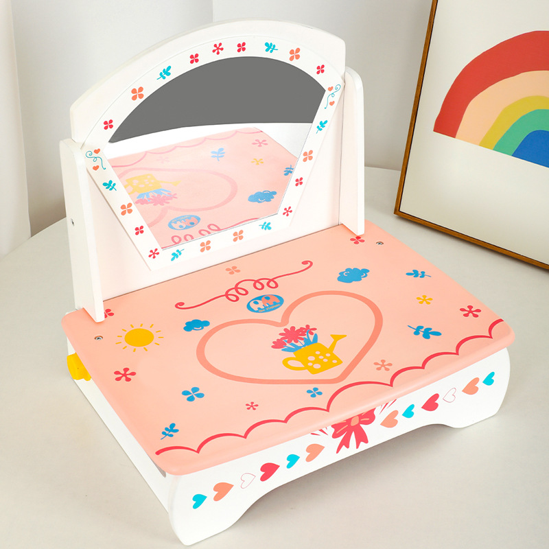 Interacción entre padres e hijos de Casa de juegos de madera para niños transfronterizos bebé Regalo de Cumpleaños simulación juguete de tocador plegable grande