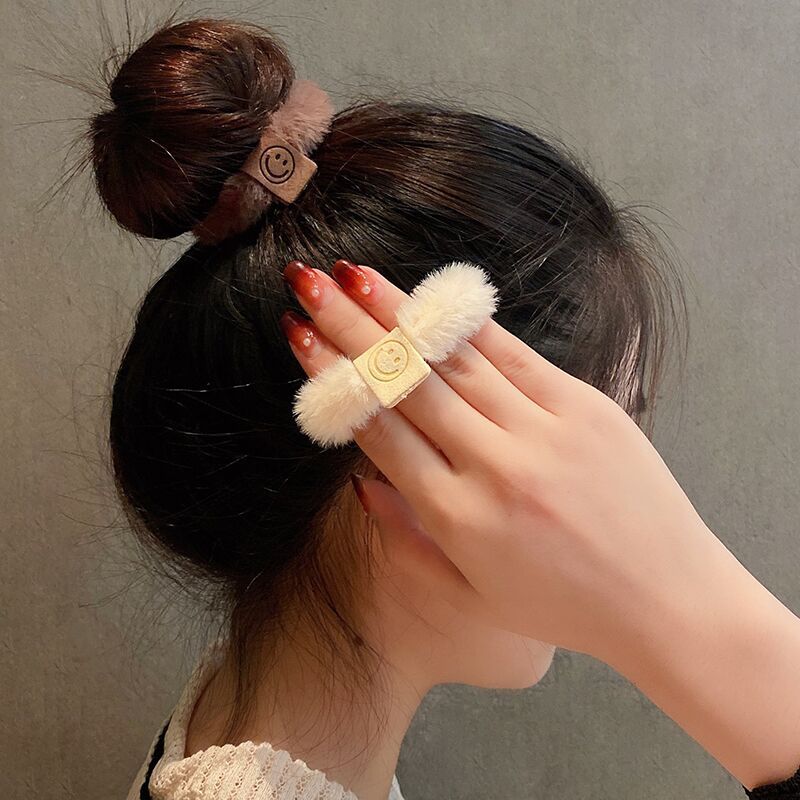 Fluffy Smiley Hair Ties