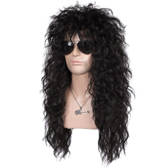 Amazon ホット製品ヨーロッパとアメリカの男性用ウィッグサイバーパンクロックロングカーリーヘアハロウィン仮装ウィッグ
