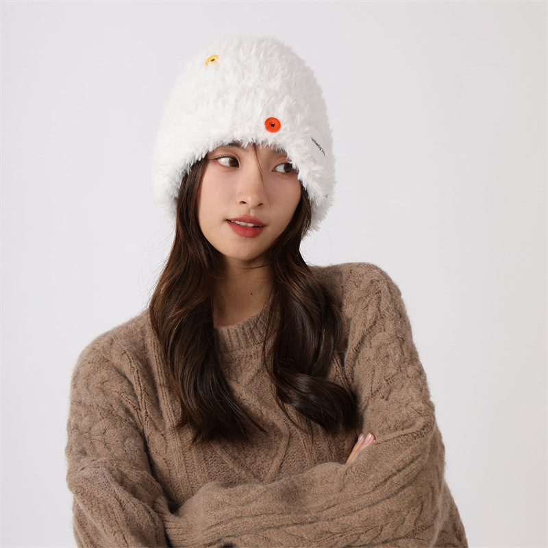 Cervo bianco stesso stile bambini autunno inverno peluche lana ispessita e calda pulsante mostra faccia piccola grande testa_voghion.com