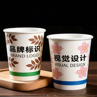 一次性纸杯定制logo商务广告杯子定做LOGO办公9盎司加厚水杯批发
