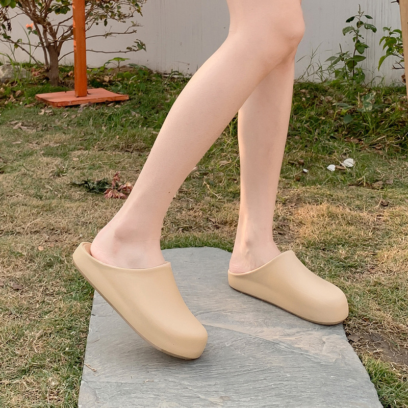 Women's Closed-Toe Slippers Eva Trendy Soft-Soled Outdoor Flat Korean Style Internet Celebrity Casual Half-Closed Sandals Clogs