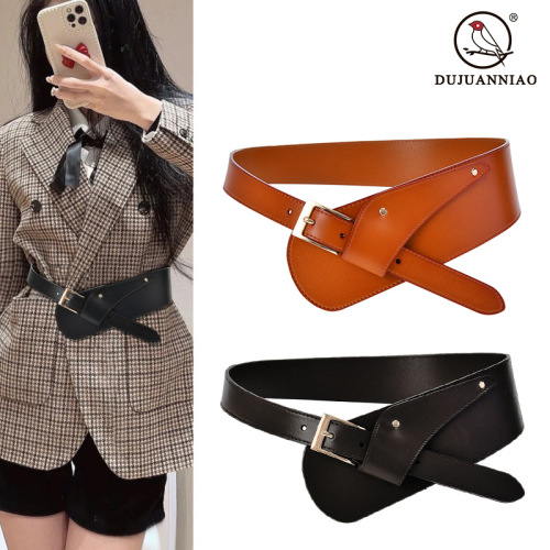 New style women's belt decoration, fashionable corset with coat, waist-cinching leather belt, coat with diagonal wide girdle belt