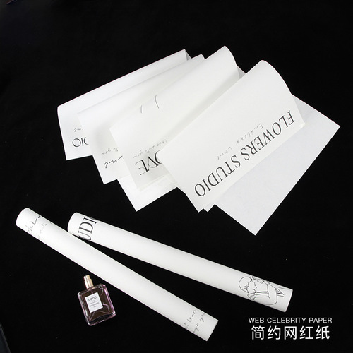 Ins Minimalist Celebrity Paper Flower Packaging Paper Celebrity Bouquet Flower Wrap Small English Letters White Flower Art Kraft Paper