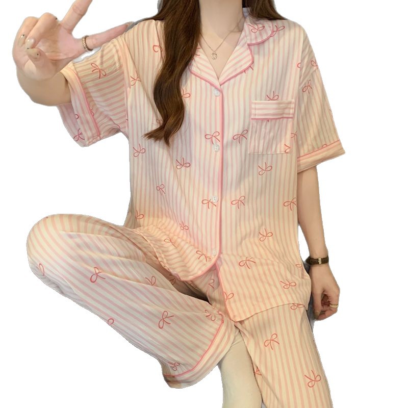 120G nubes de algodón pijama ropa para el hogar mangas cortas pantalones largos conjunto de entidad al por mayor pedidos de comercio exterior del sudeste asiático TK transfronterizo
