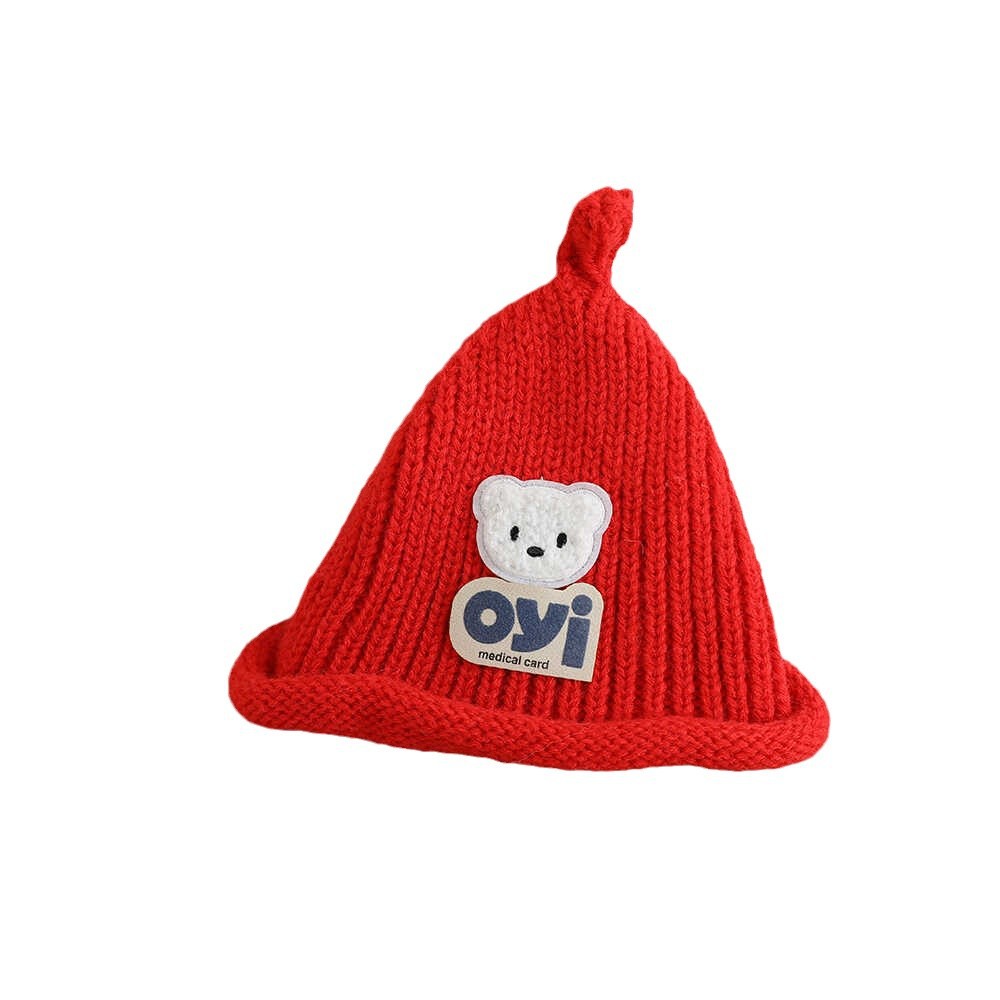 2024 otoño y invierno nuevo unisex lindo sombrero de punto de cabeza de oso simple sombrero de lana casual universal