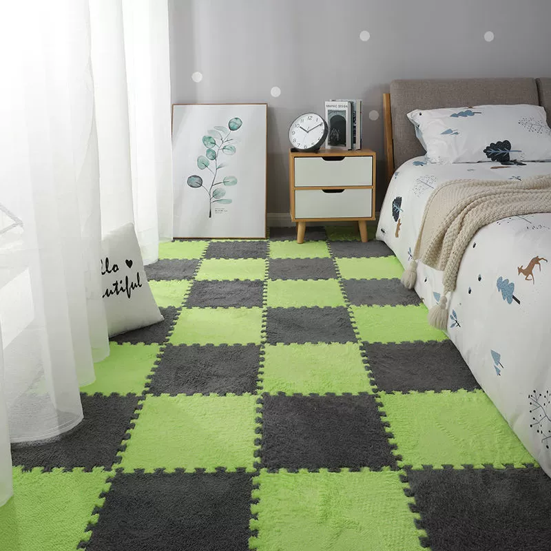 Плоский коврик (INS) 30×30×1.2 см, плюшевые Interlocking плитки для спальни девушки и прикроватной зоны