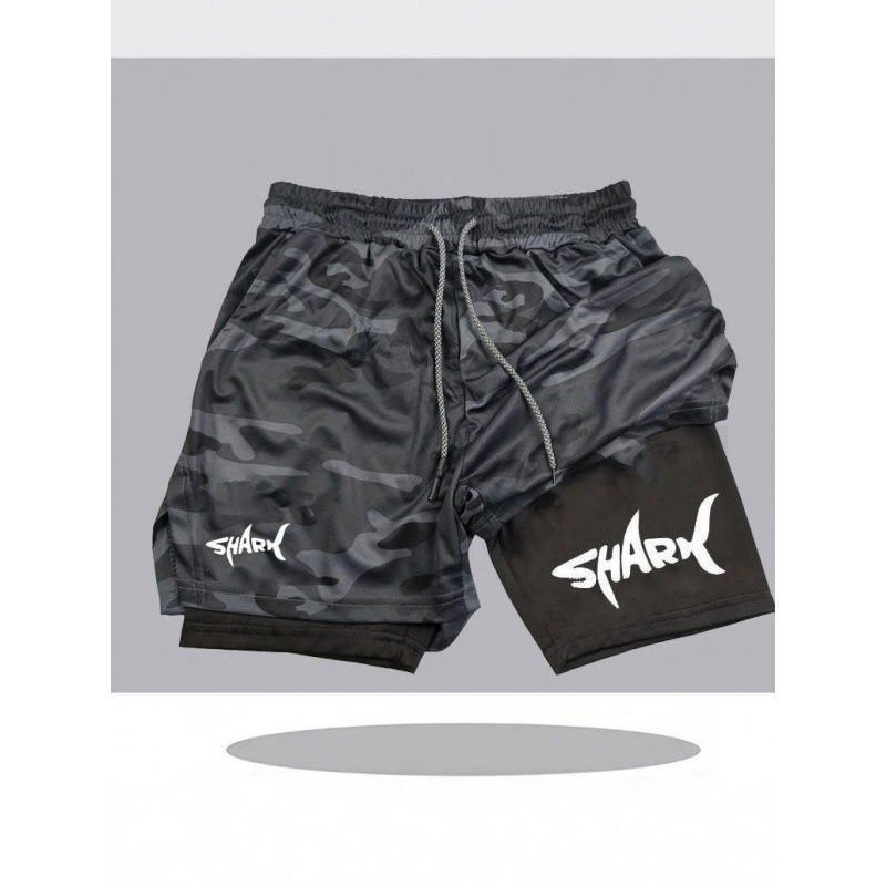 Men's 2-in-1 Running Shorts, High-Quality Elastic Double-Layer Shorts, Surfing, Swimming, Beach Shorts