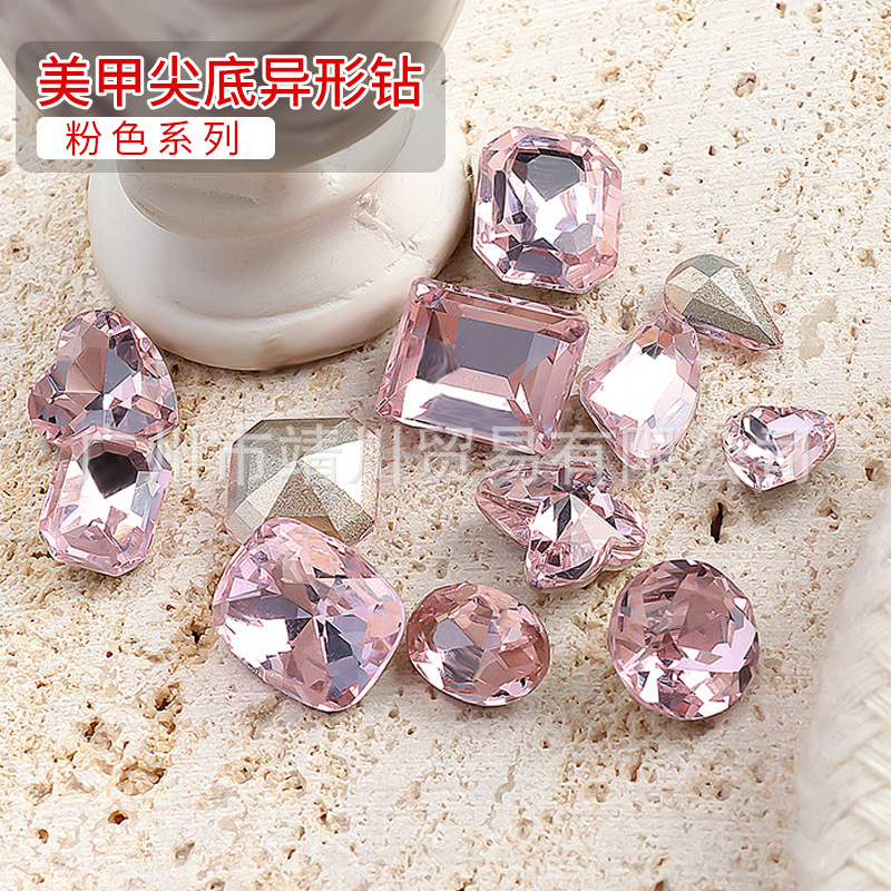 New nail jewelry pink pointed special-shaped diamond love outer heart rectangular water drop all-match crystal nail drill wholesale New nail jewelry pink pointed special-shaped diamond love outer heart rectangular water drop all-match crystal nail drill wholesale