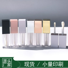 CY057大刷头4ml四方黑金色唇釉液体眼影口红透明磨砂瓶唇彩管包材