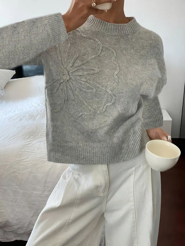 欧美跨境新款春夏纯色印花女装针织显瘦毛衣|undefined