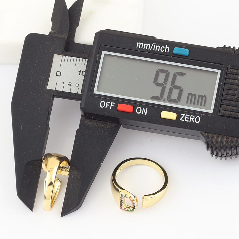 Fashion Letter Copper Open Ring Plating Artificial Gemstones Copper Rings