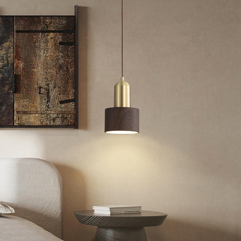 Nuevo chandelier chino dormitorio lámpara de cama creativa zen bar de nuez, chandelier de restaurante de viento tranquilo, lámpara Zhongshan