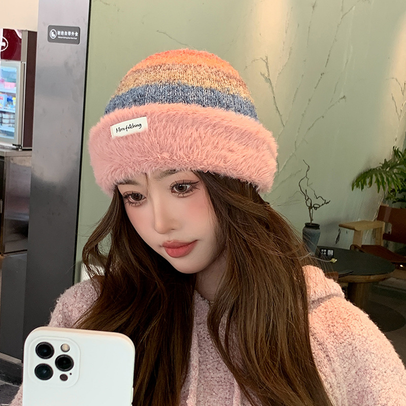 Knitted Beanie Hat For Women Warm Plush Versatile Ear Protection_voghion.com