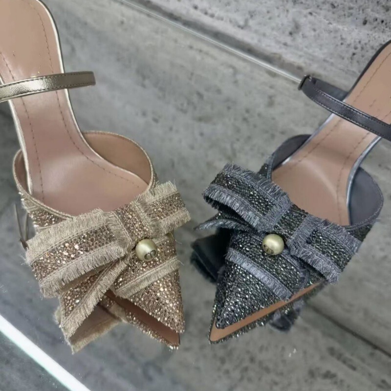 Foreign Trade Bow Shoes, Fairy Style Pearl Kitten Heels, Mary Jane Pointed Toe High Heels, Sexy Style Stiletto Heels