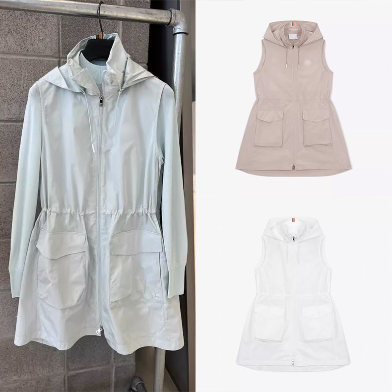 New Summer Korean Golf Clothing Women's Sleeveless Hooded Zipper Dress Vest Mid-Length Trendy